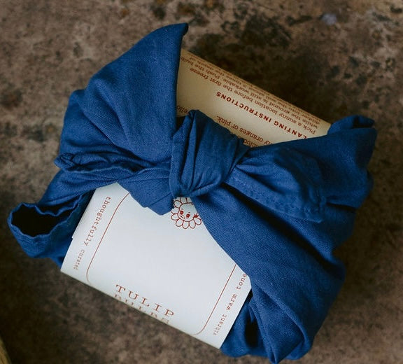 Indigo Dyed Organic Cotton Bandana + Tulip Bulbs