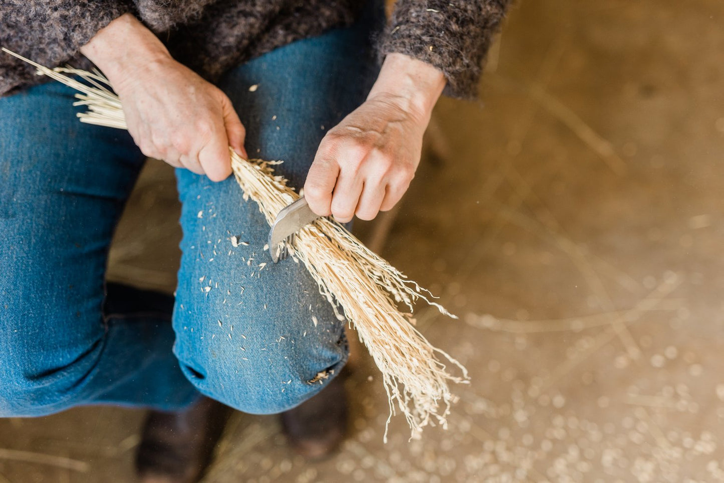 Cynthia-working-broomcorn 