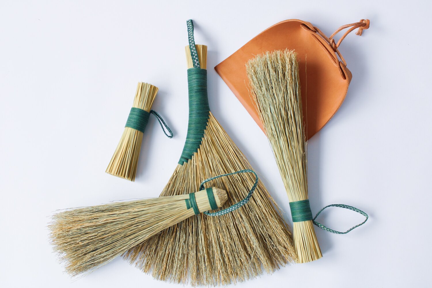 Dustpan-and-Scrub-Handbroom-and-Brushes-with-green-threaded-handles