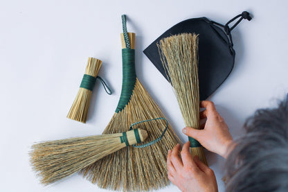 Dustpan-and-Scrub-Handbroom-and-Brushes-with-green-threaded-handles